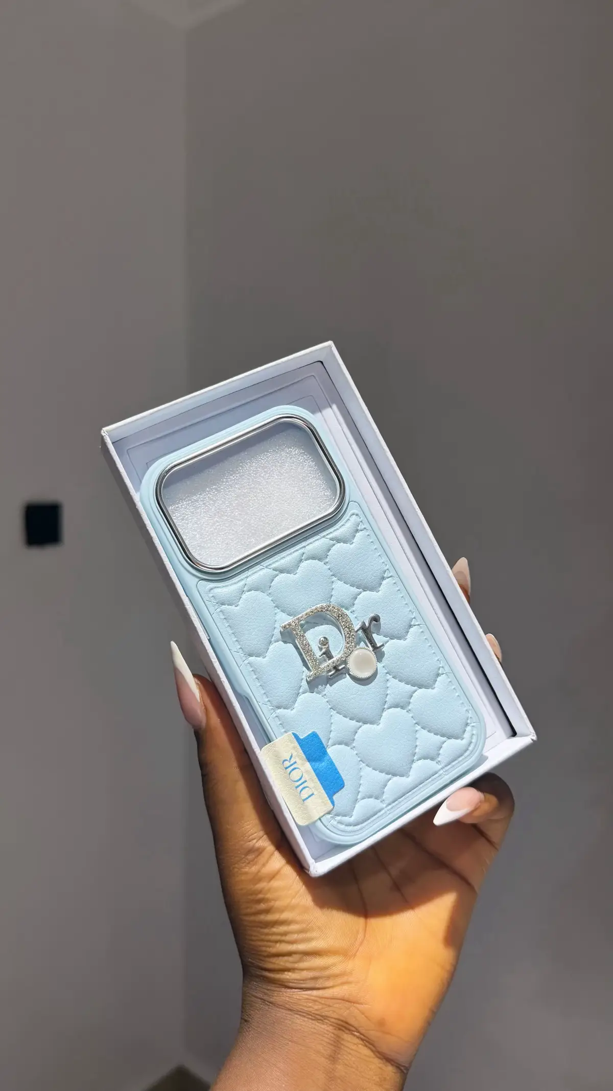 Light blue quilted case